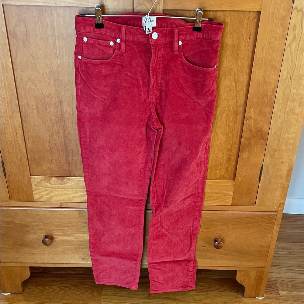 J. Crew Red Corduroy Pants with Branded Button